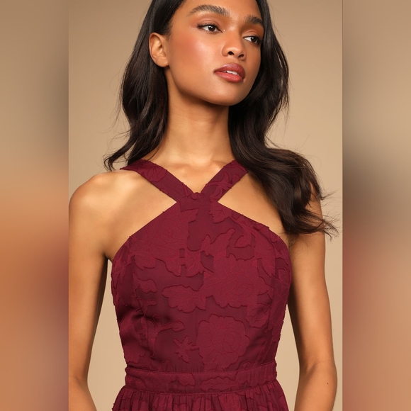 Love and Beyond Wine Burnout Floral Maxi Dress - Picture 2 of 5